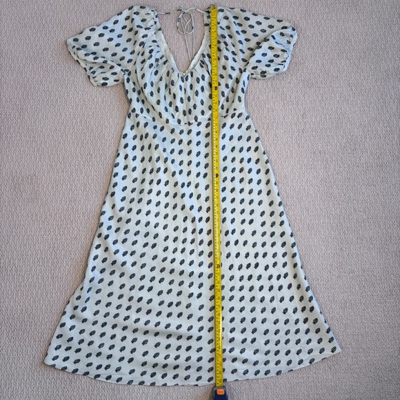 Banana Republic Viscose-Linen Ruched Midi Dress, Green Botanical Print 14 NWT - Picture 2 of 16